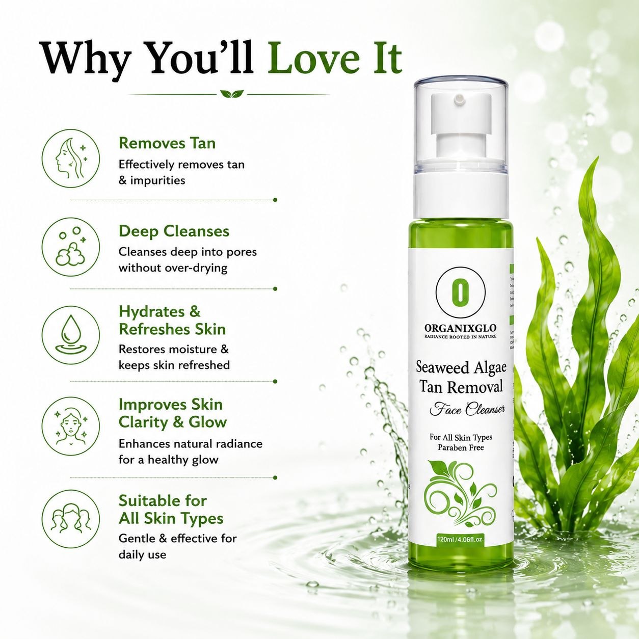SEAWEED ALGAE TAN REMOVAL FACE CLEANSER 120 ML