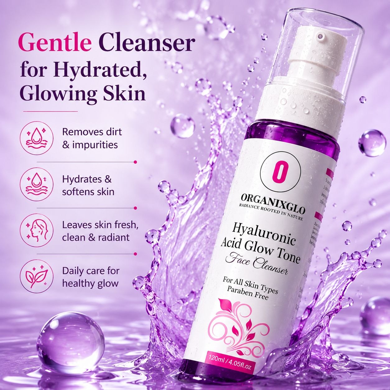 HYALURONIC ACID GLOW TONE FACE CLEANSER 120 ML