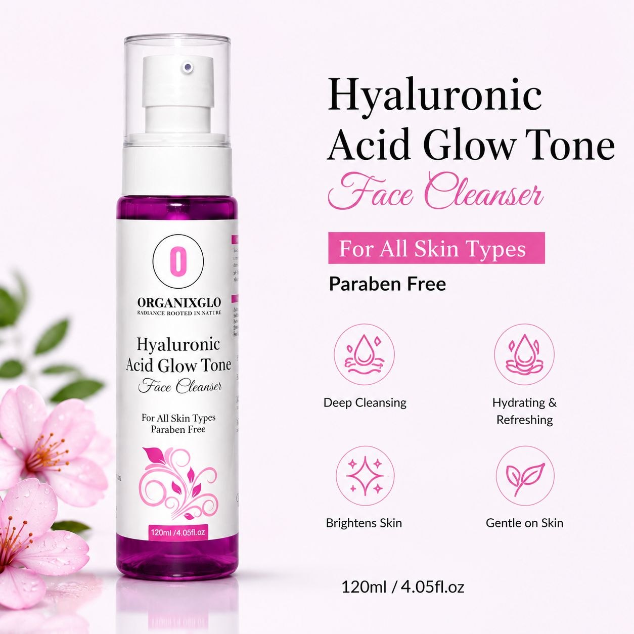 HYALURONIC ACID GLOW TONE FACE CLEANSER 120 ML