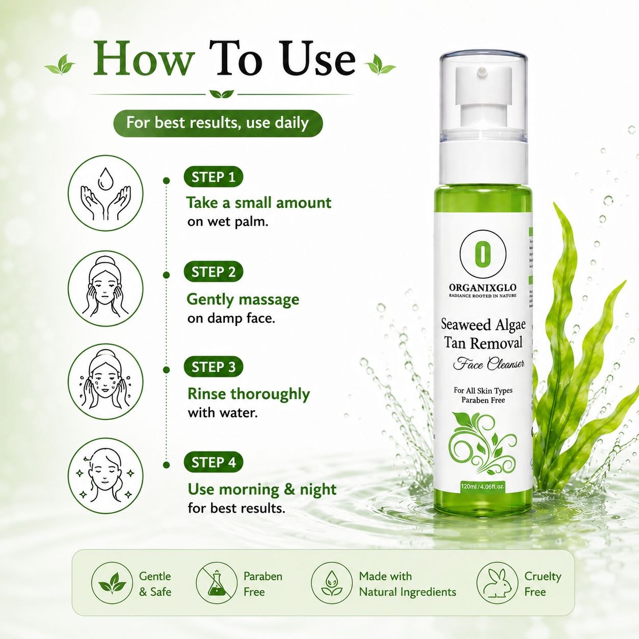 SEAWEED ALGAE TAN REMOVAL FACE CLEANSER 120 ML
